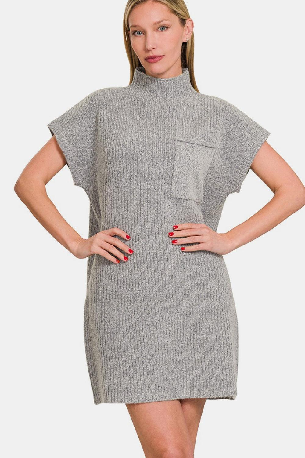 Zenana Short Sleeve Sweater Mini Dress Product Image