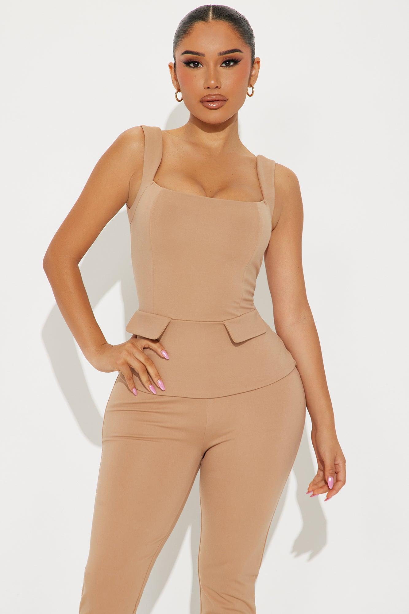 The Mia Double Lined Ponte Capri Set - Tan Product Image