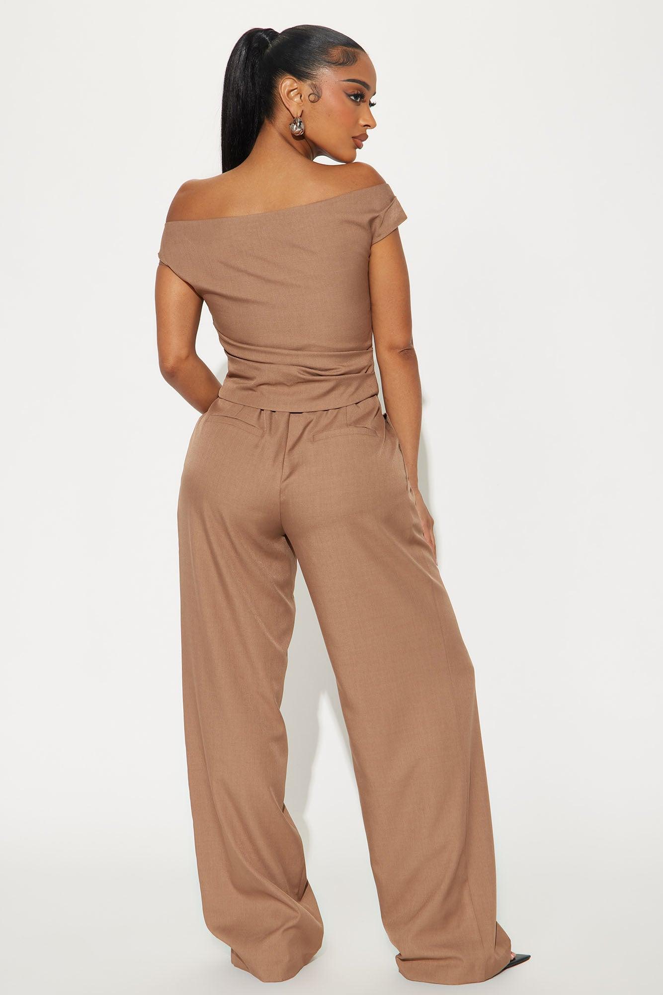 Carmela Off Shoulder Pant Set - Mocha Product Image