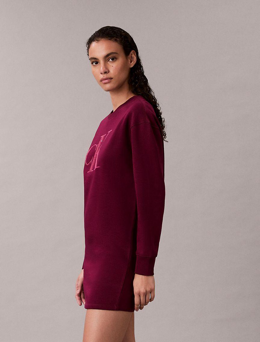 Fleece Sequin Monogram Mini Sweatshirt Dress Product Image