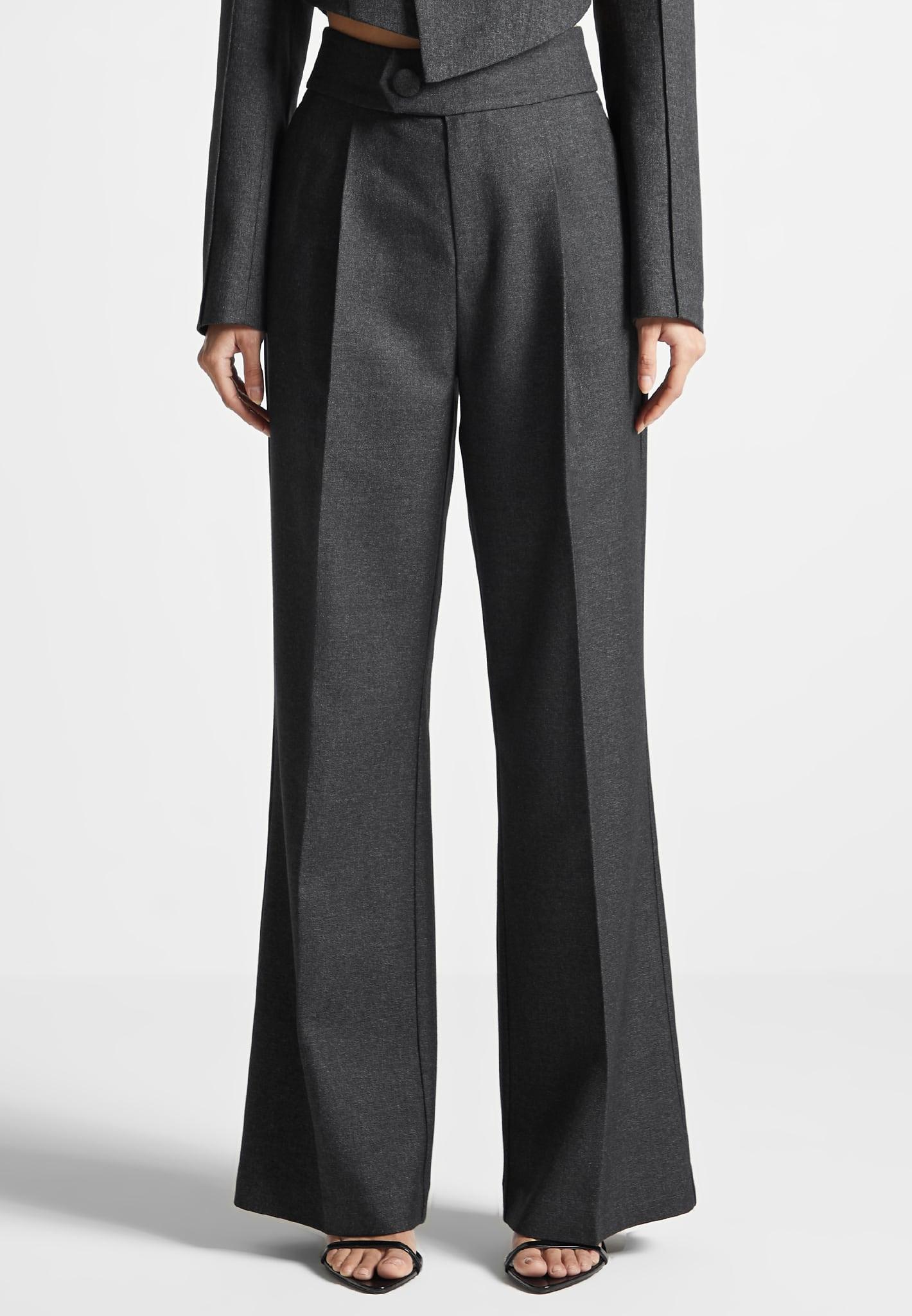 Elsa - High Waisted Tailored Trousers - Dark Grey Female Product Image