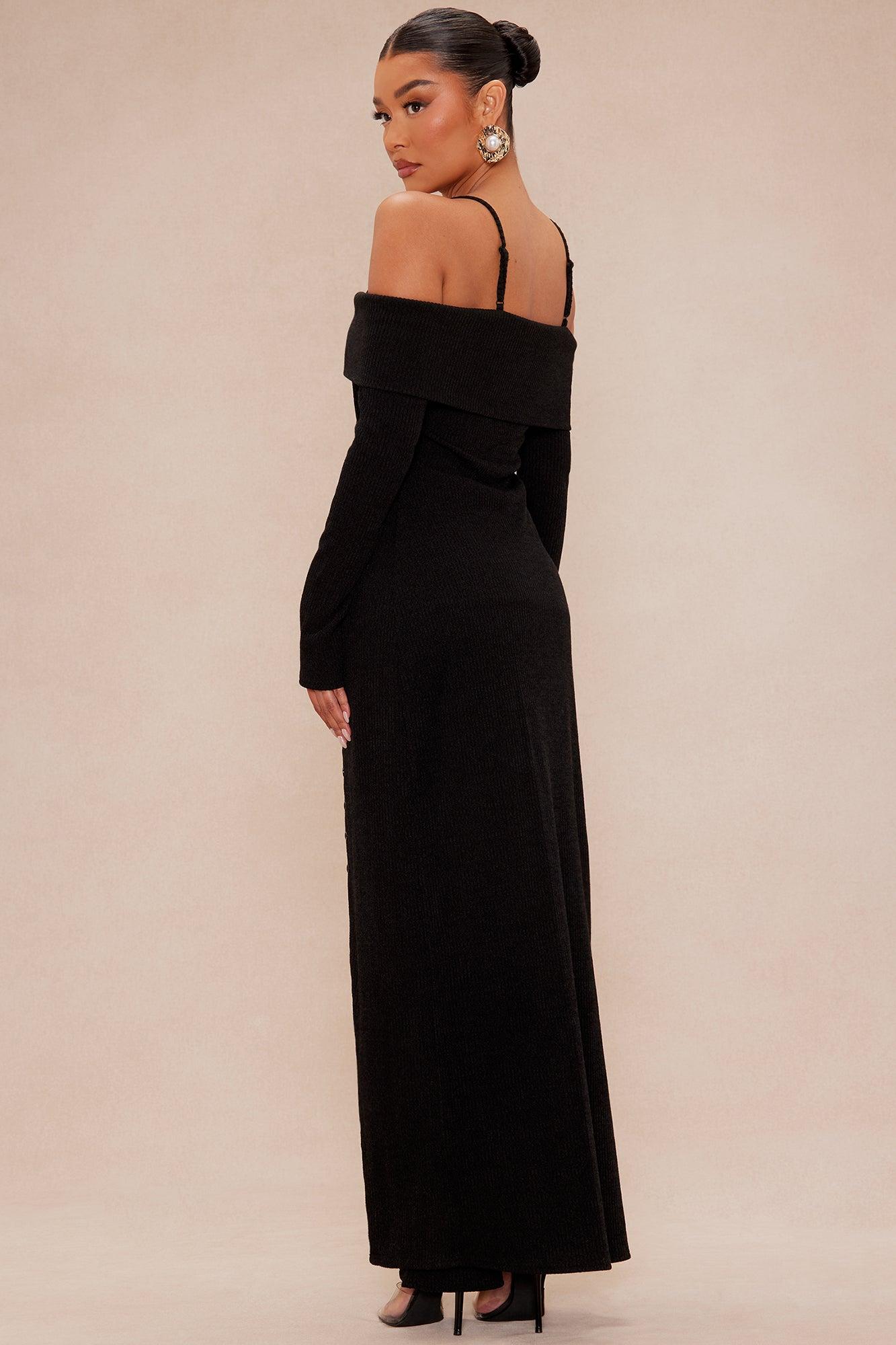 Serenity Maxi Sweater Pant Set - Black Product Image