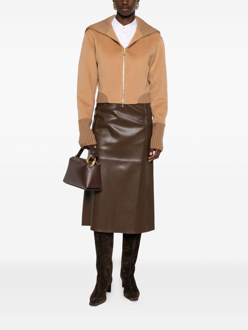 faux-leather panelled midi skirt Product Image