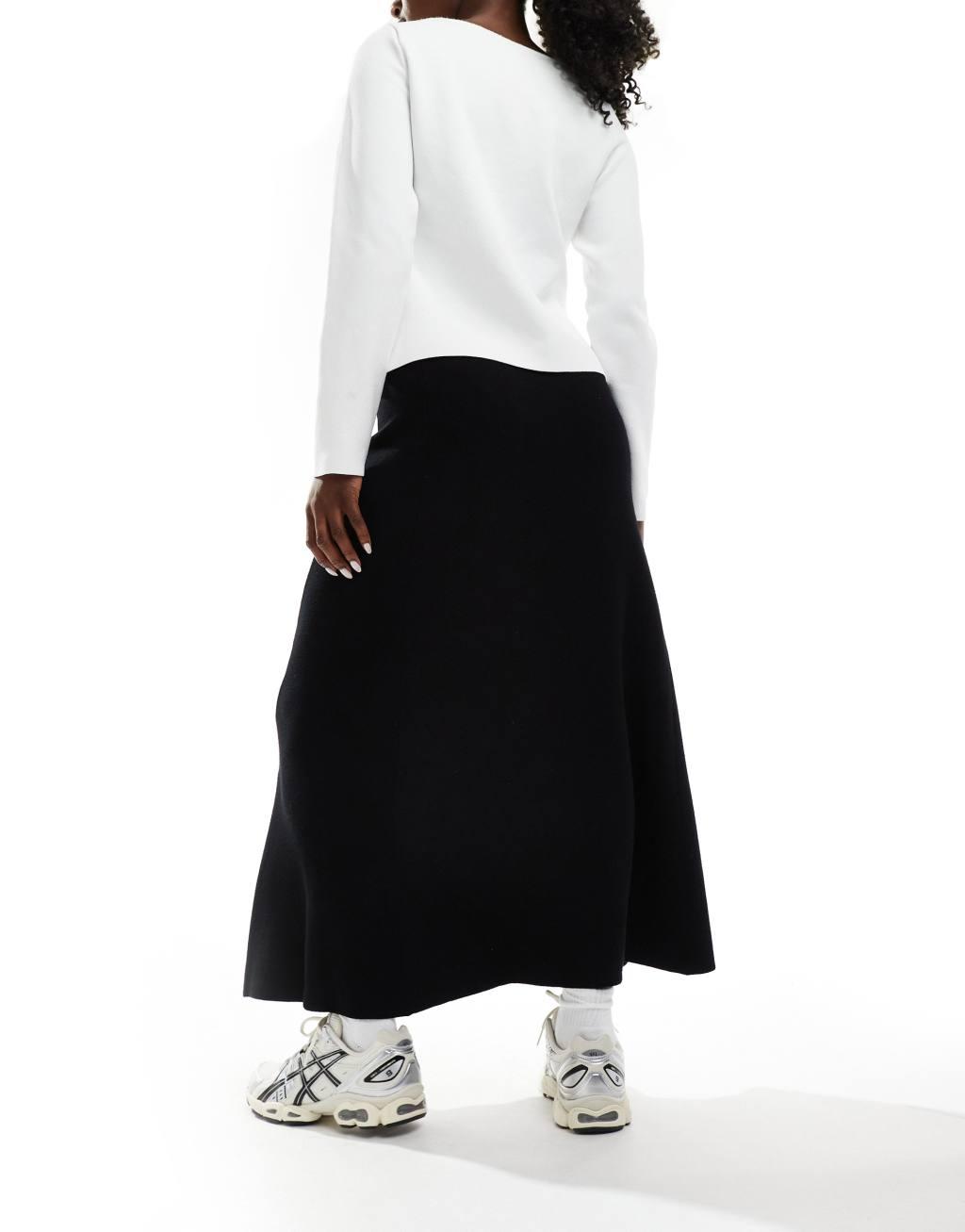 Y.A.S knitted maxi skirt in black Product Image