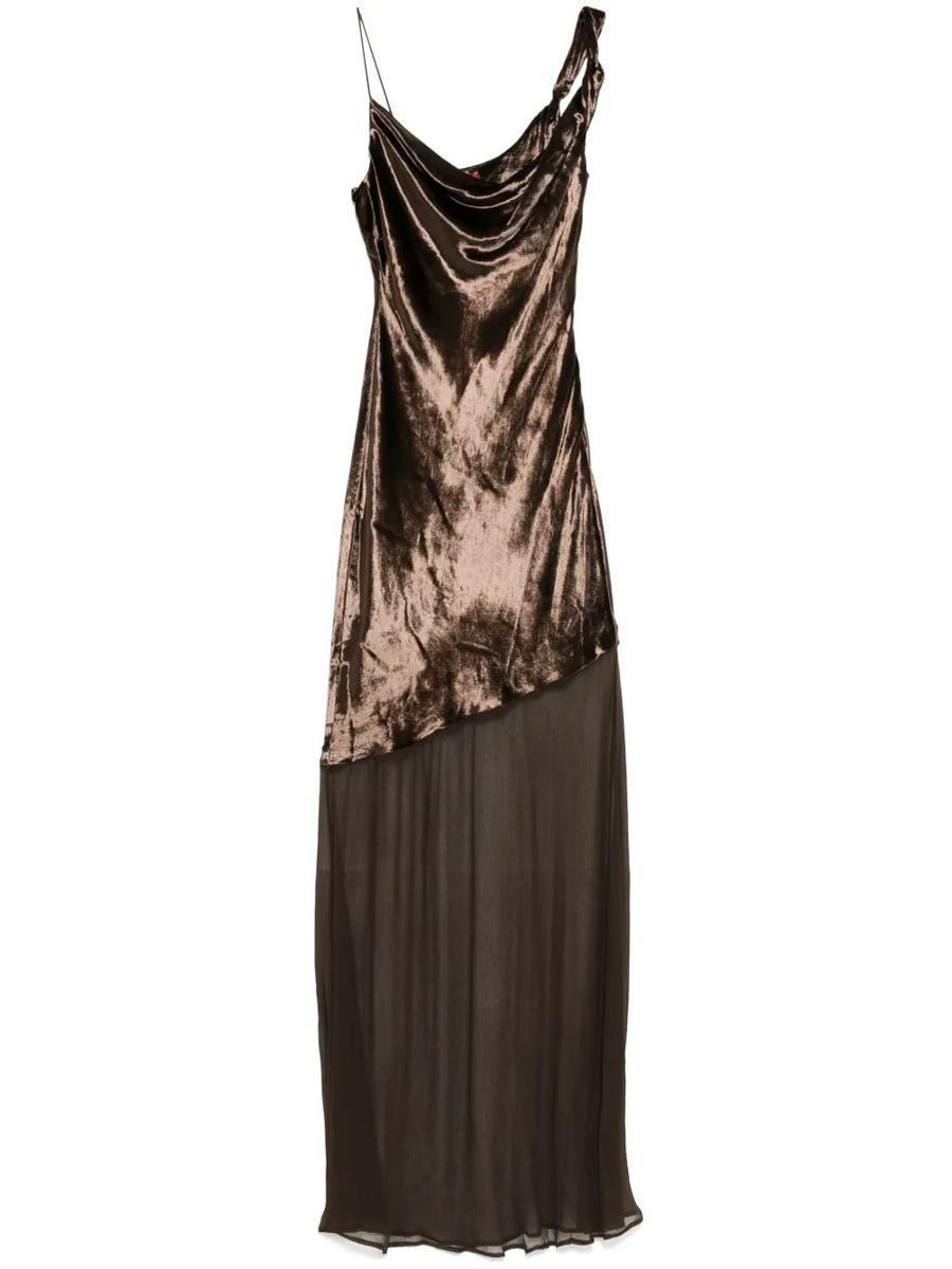 STAUD Beaton Mixed Media Dress In Brown Product Image