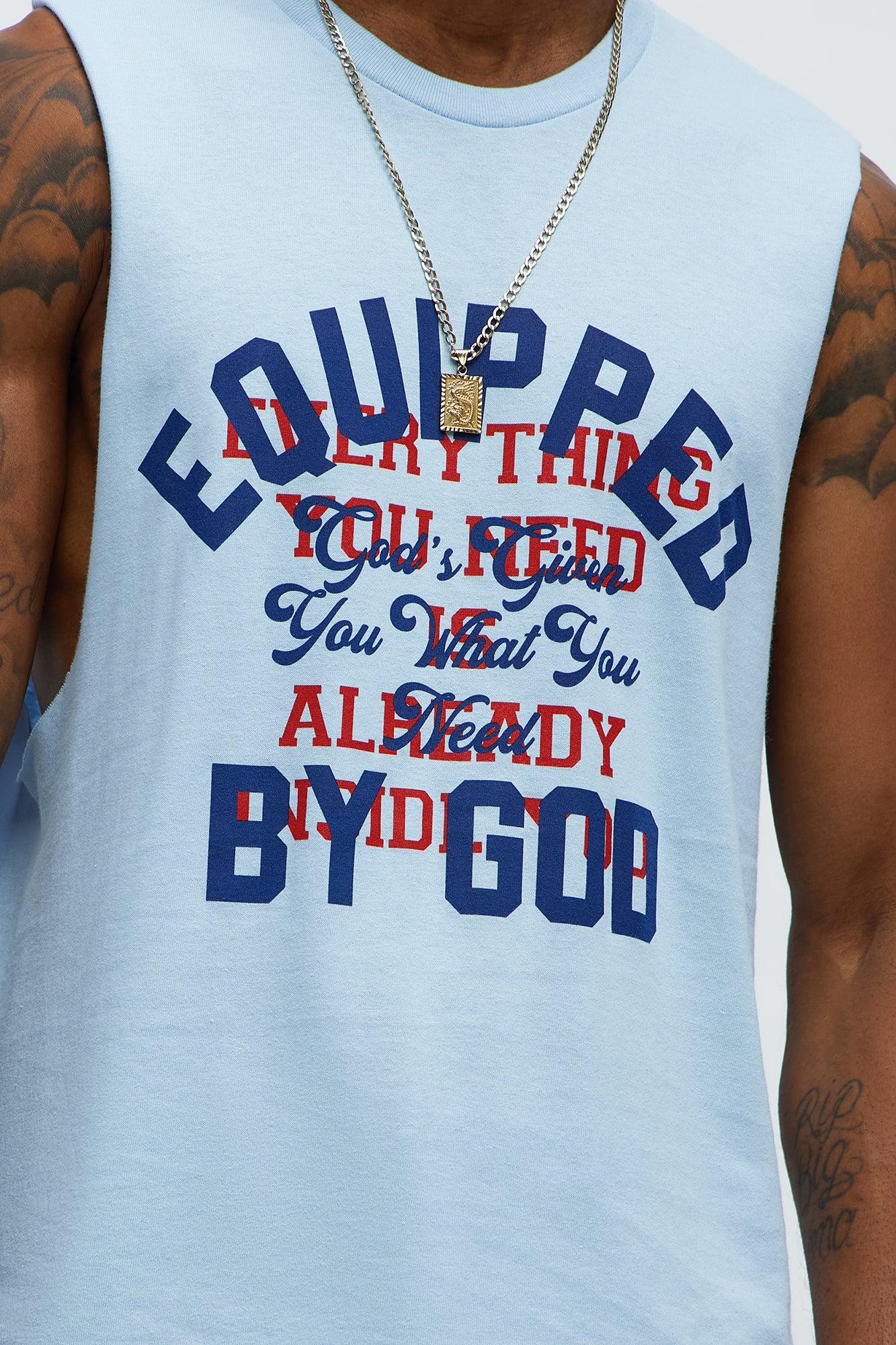 Equipped By God Muscle Tee - Light Blue Male Product Image