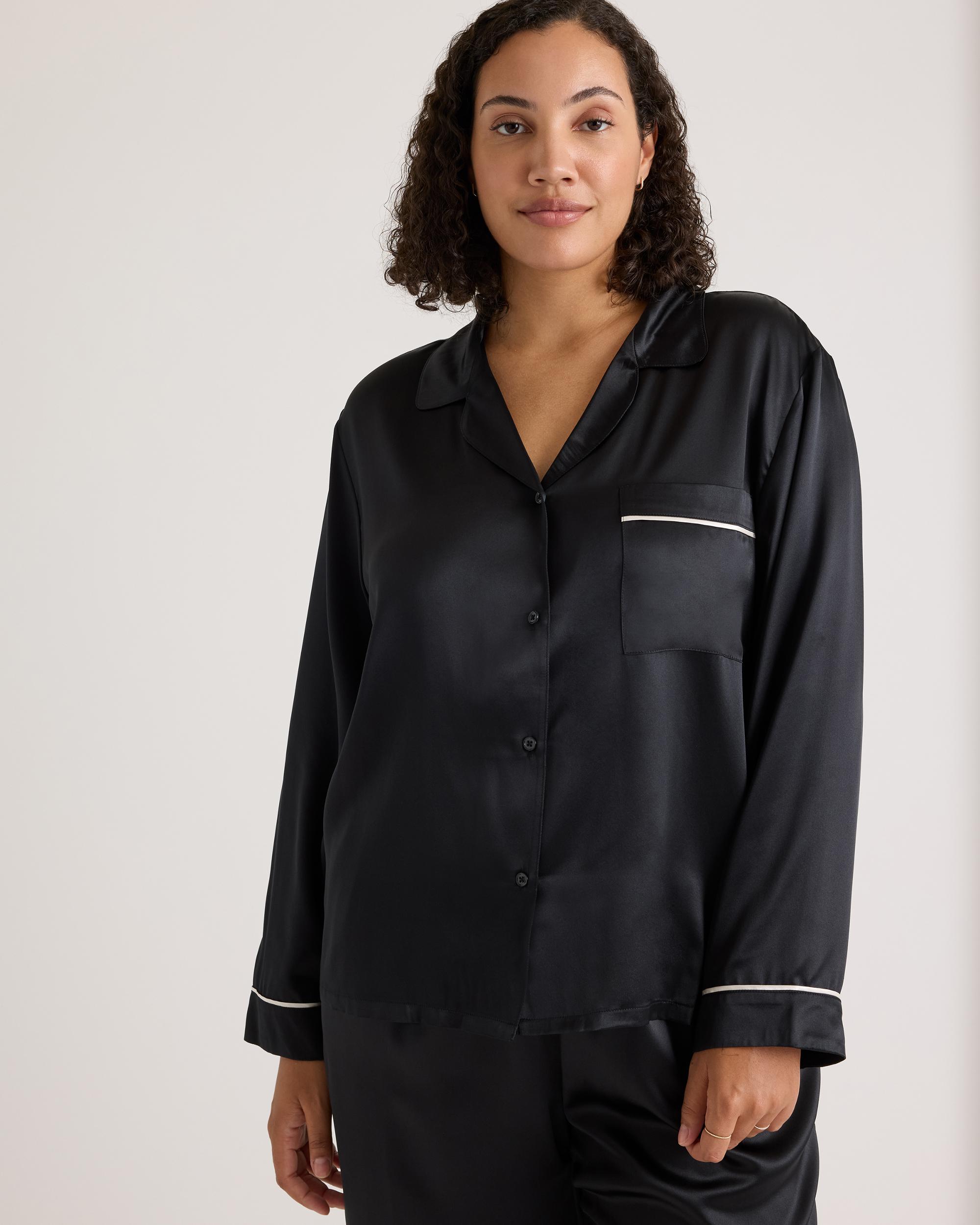 Quince | Women's Satin Pajama Long Sleeve Top Mulberry Silk Product Image