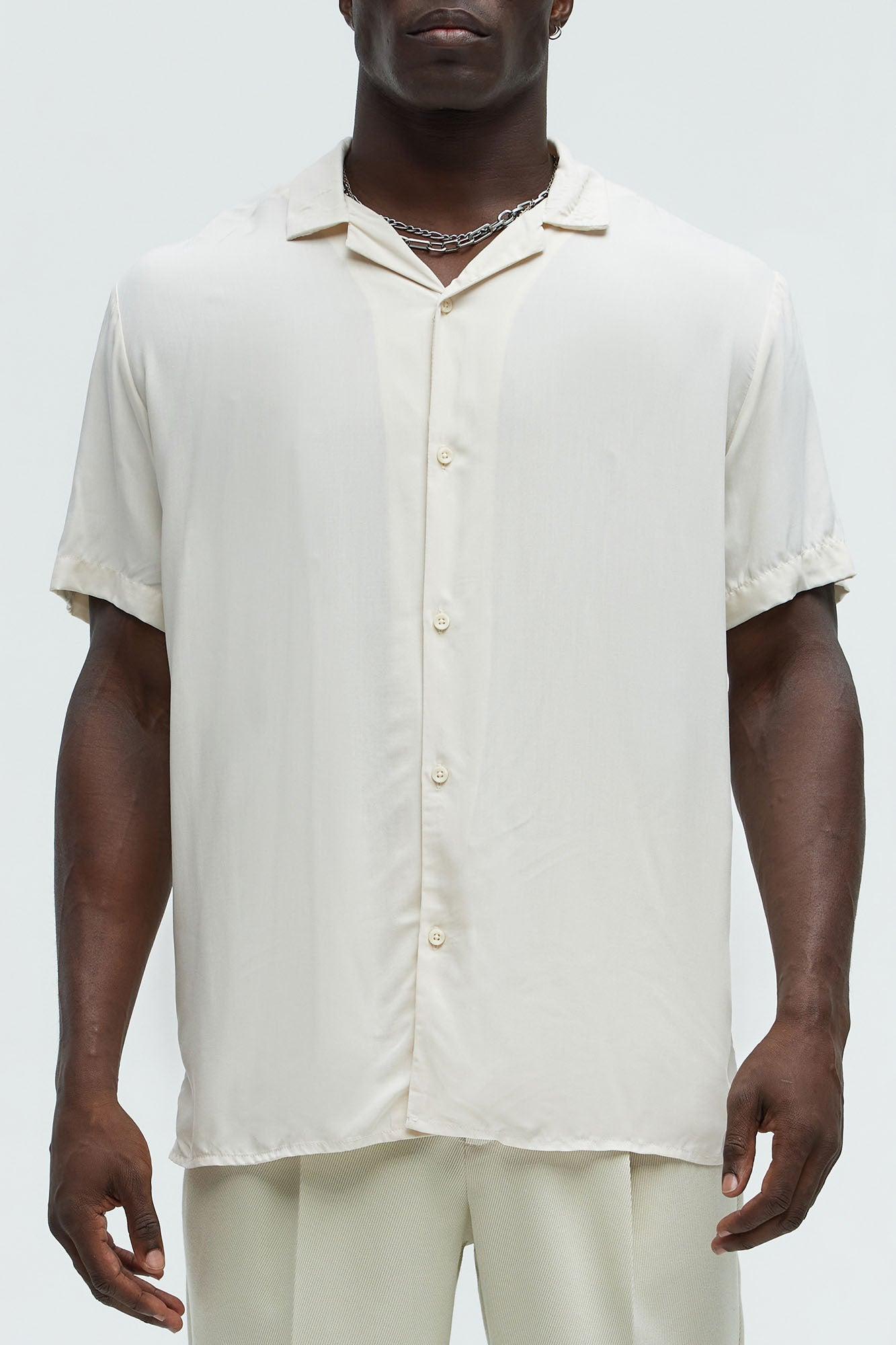 Dawson Relaxed Short Sleeve Cuban Collar Shirt - OffWhite Product Image