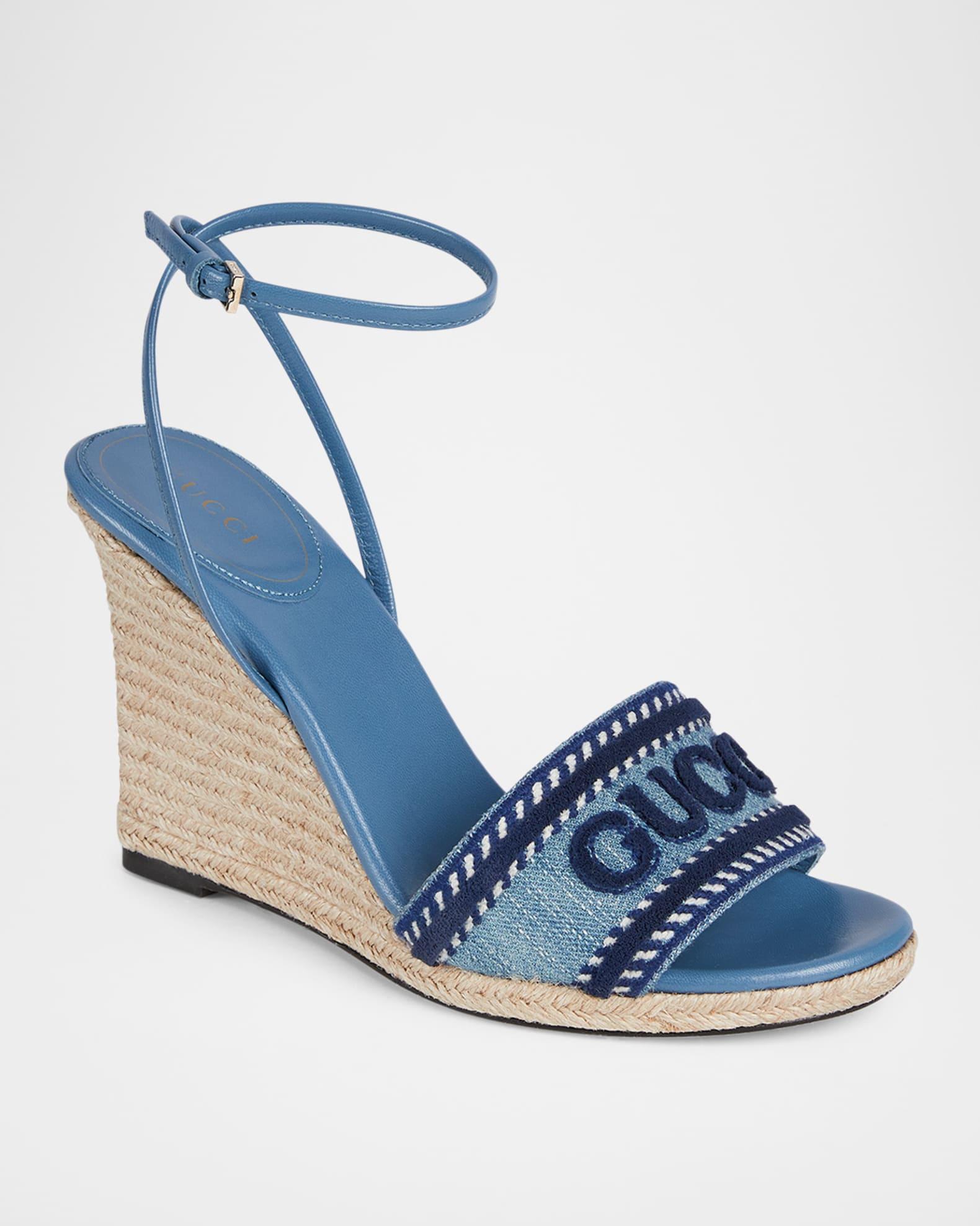 Ines Logo Denim Wedge Espadrilles Product Image