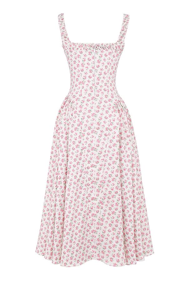 Dorothy  white rosebud print cotton midi sundress Product Image