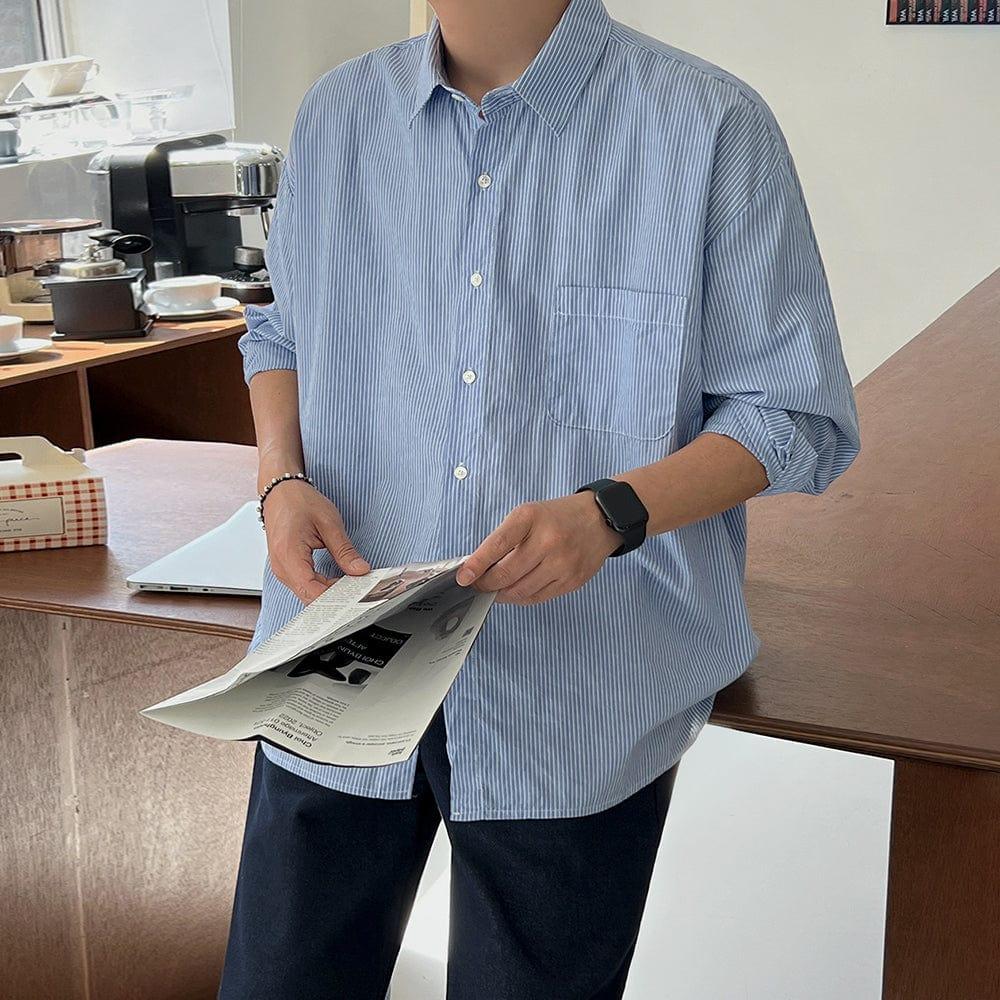 RT No. 9362 SKY BLUE STRIPE BUTTON-UP SHIRT Product Image