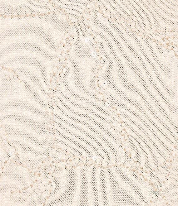 Donna Karan Clear Sequin Embellished Short Sleeve Top Product Image