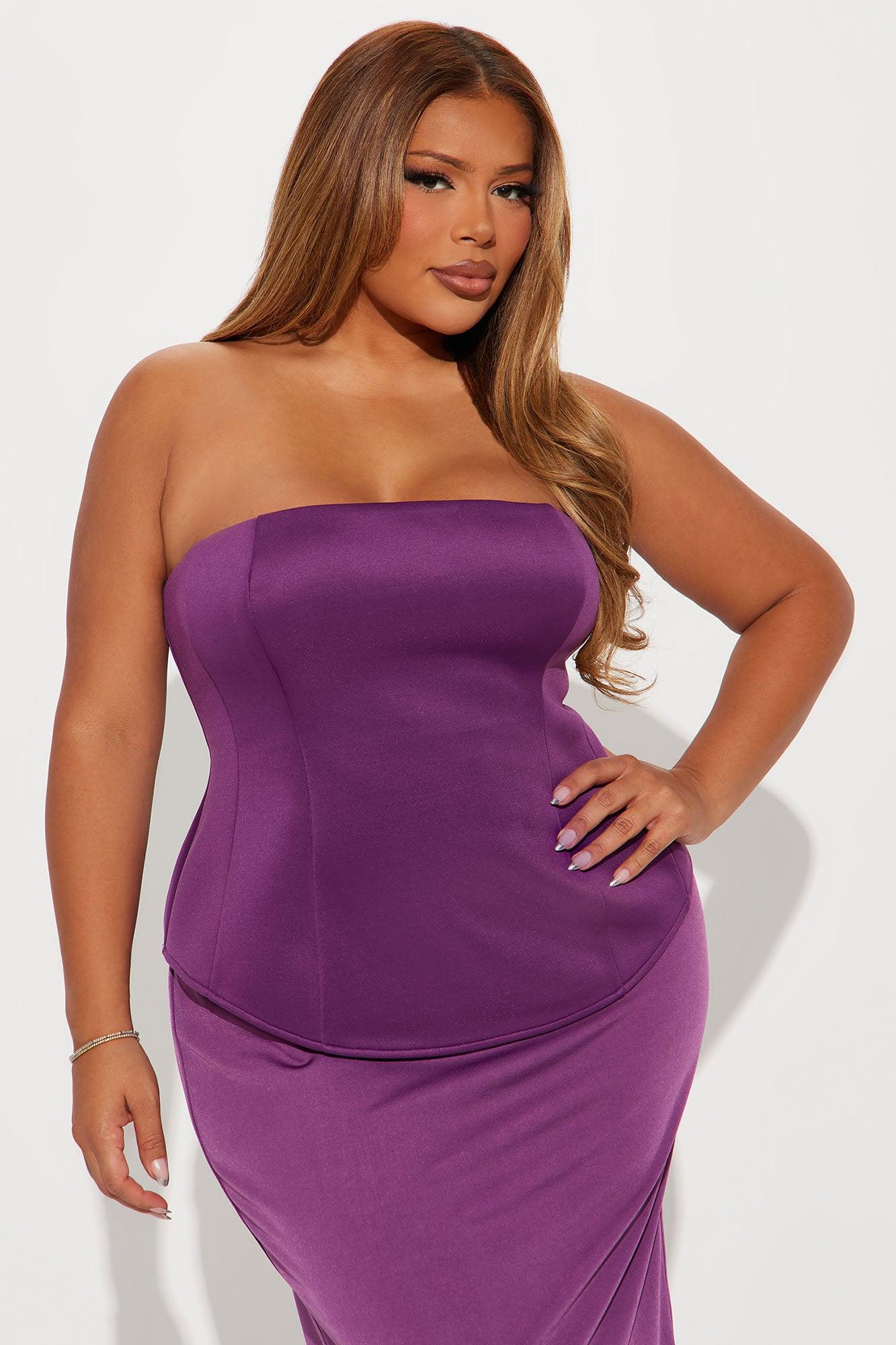 Janette Strapless Maxi Dress - Eggplant Product Image