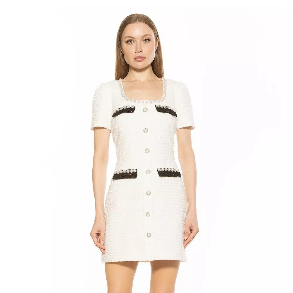 Women's ALEXIA ADMOR Aviva Tweed Scoop Neck Contrast Mini Dress,  Product Image