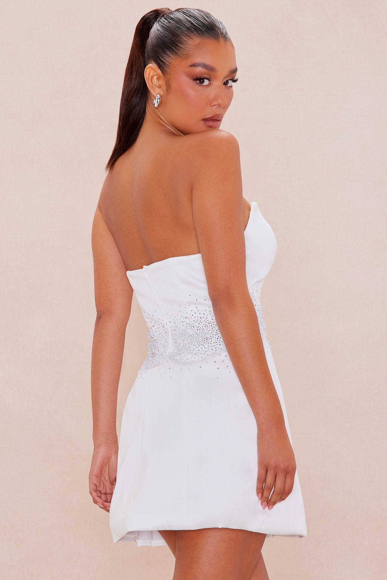 Kaia Embellished Mini Dress - White Female Product Image