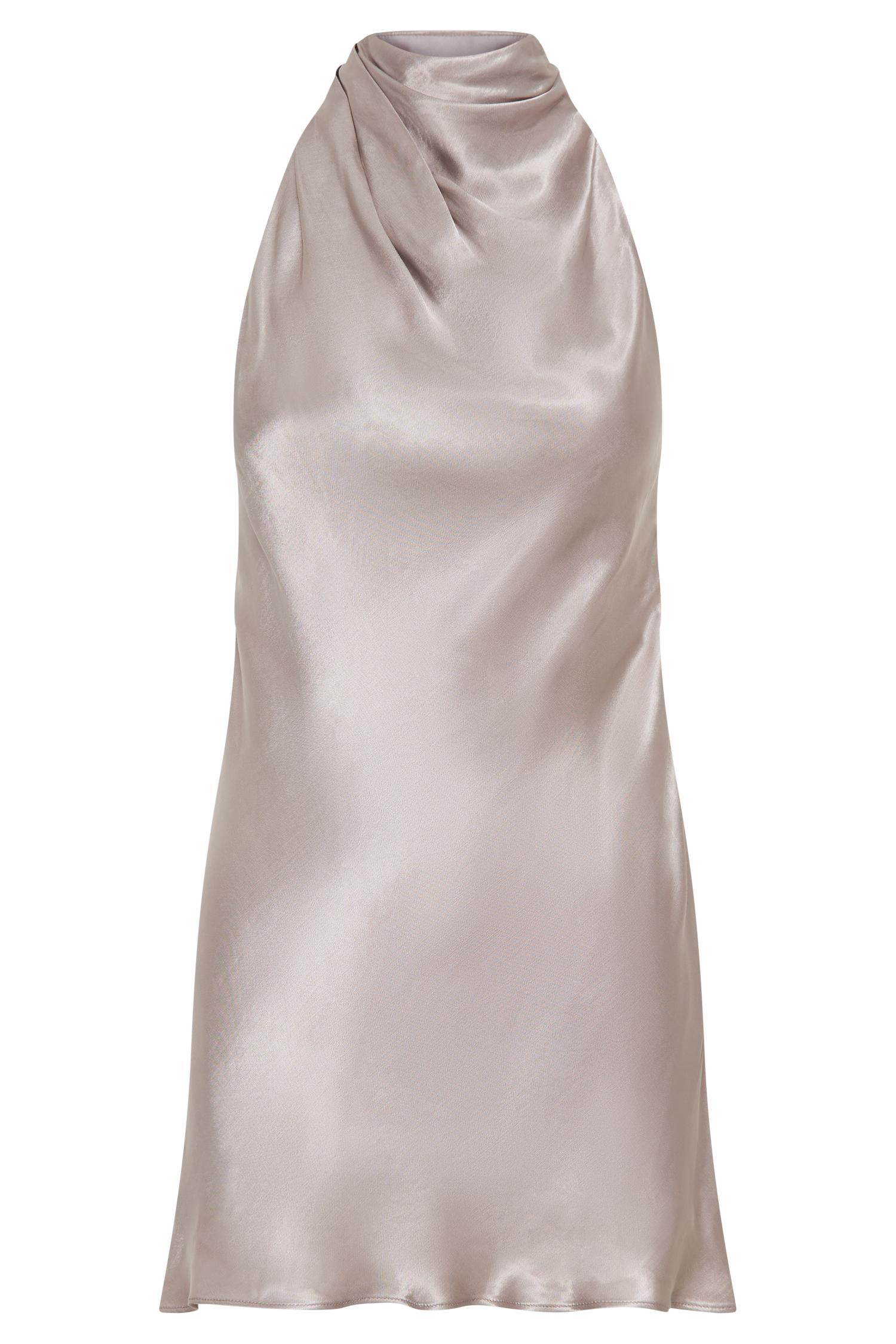 Allison Satin Halter Mini Dress - Bronze Product Image