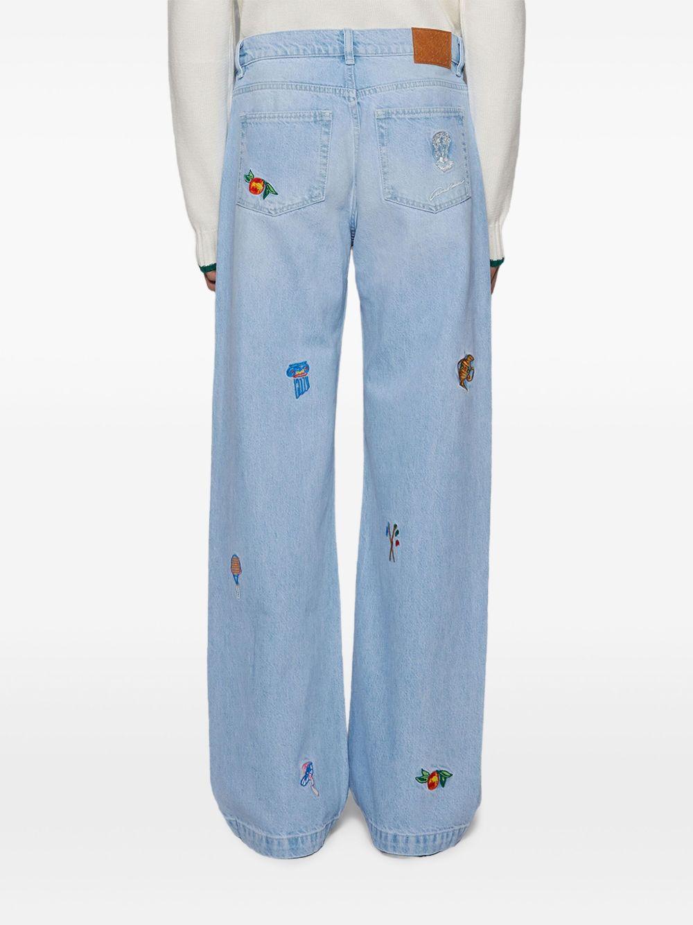 embroidered wide-leg jeans Product Image
