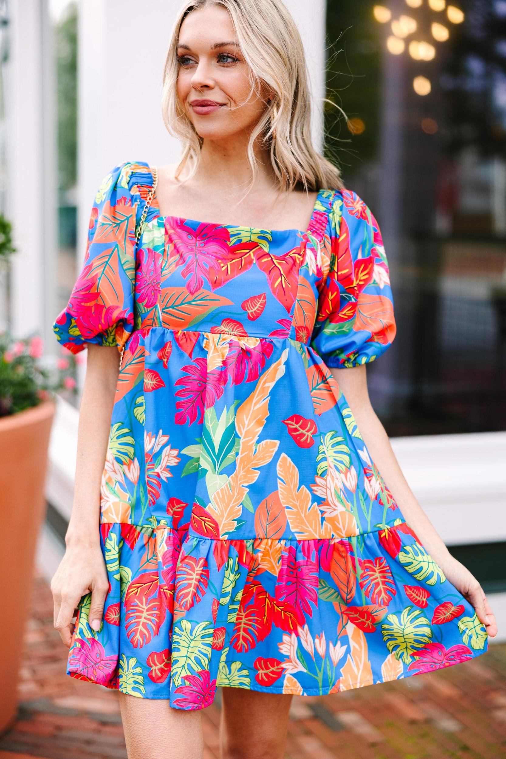 Ready To Go Blue Floral Dress Female Product Image