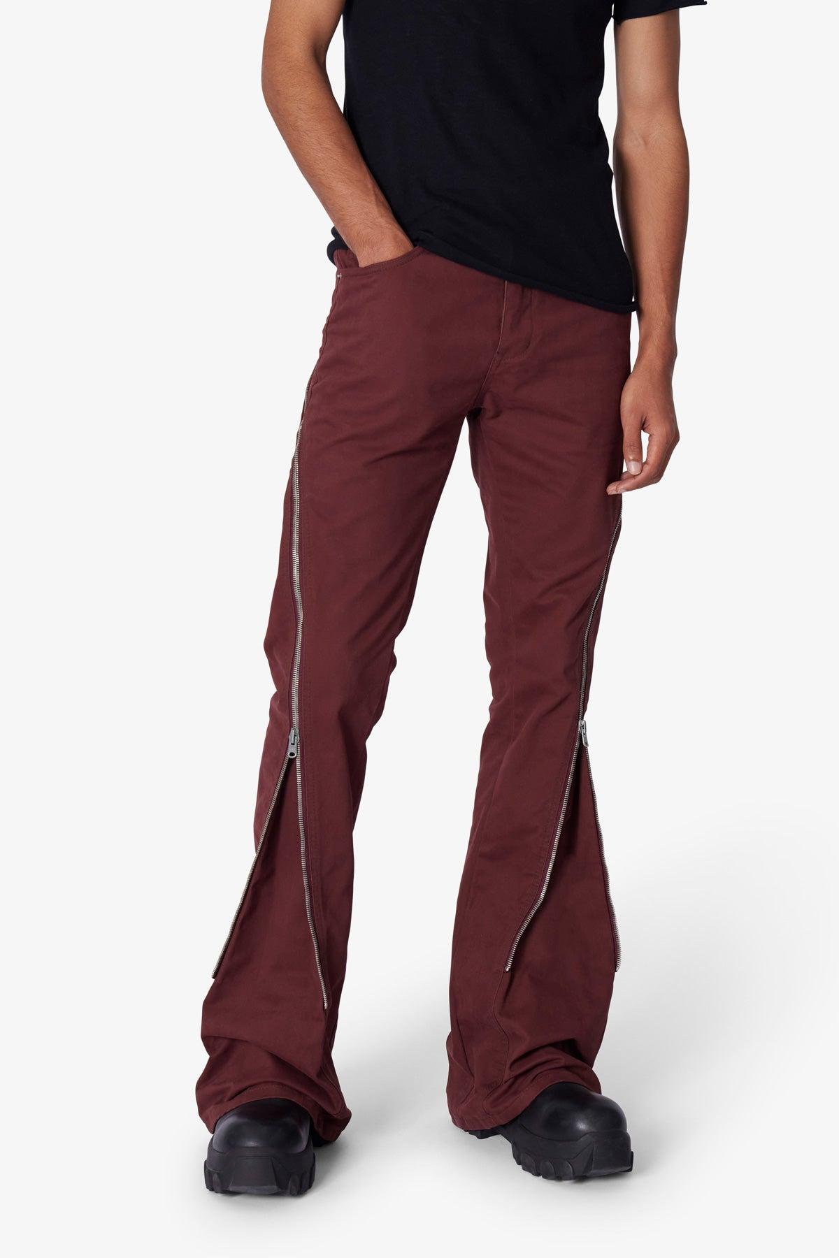 D519 Zipper Flare Denim - Red Product Image