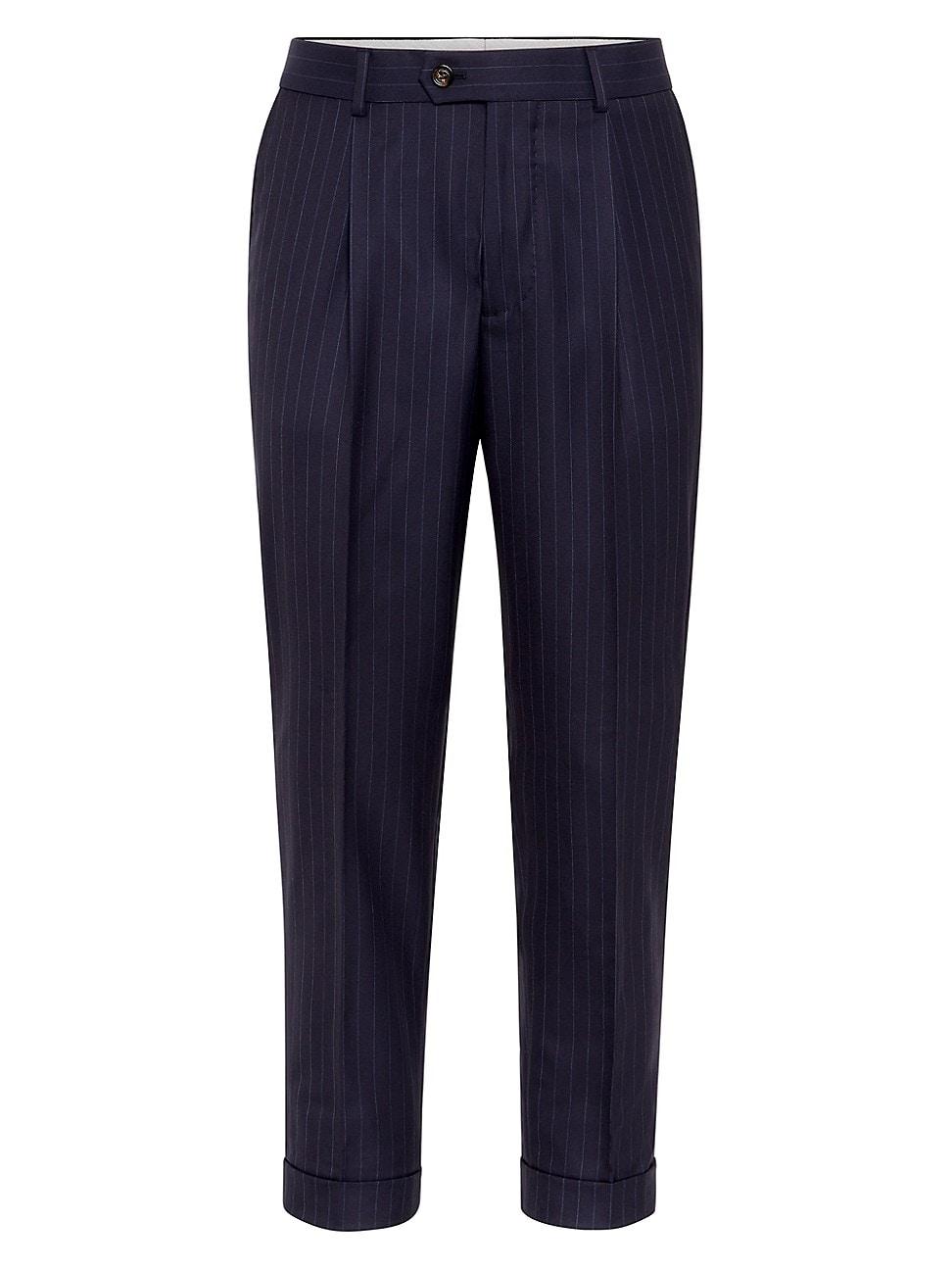 Mens Virgin Wool Leisure Fit Trousers with Pleats Product Image
