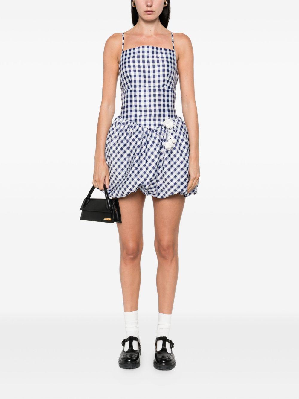 gingham-pattern sleeveless mini dress Product Image