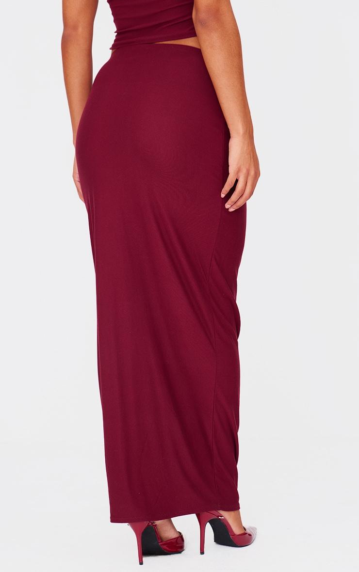 Burgundy Soft Touch Mid Rise Maxi Skirt Product Image