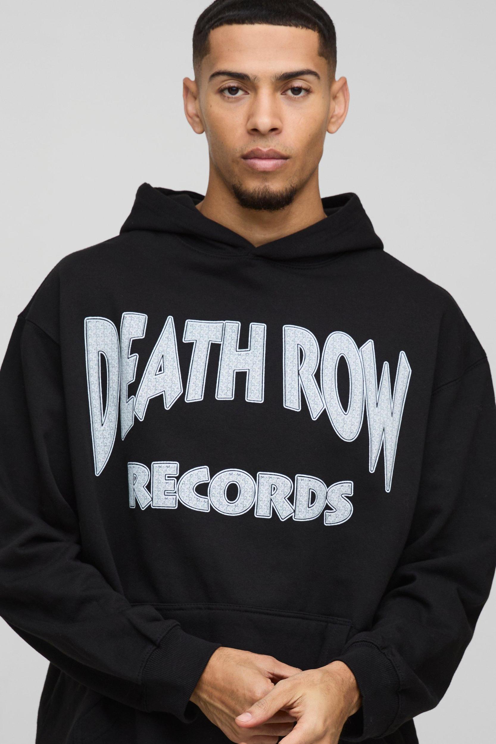 Oversized Death Row License Print Hoodie | boohooMAN USA Product Image