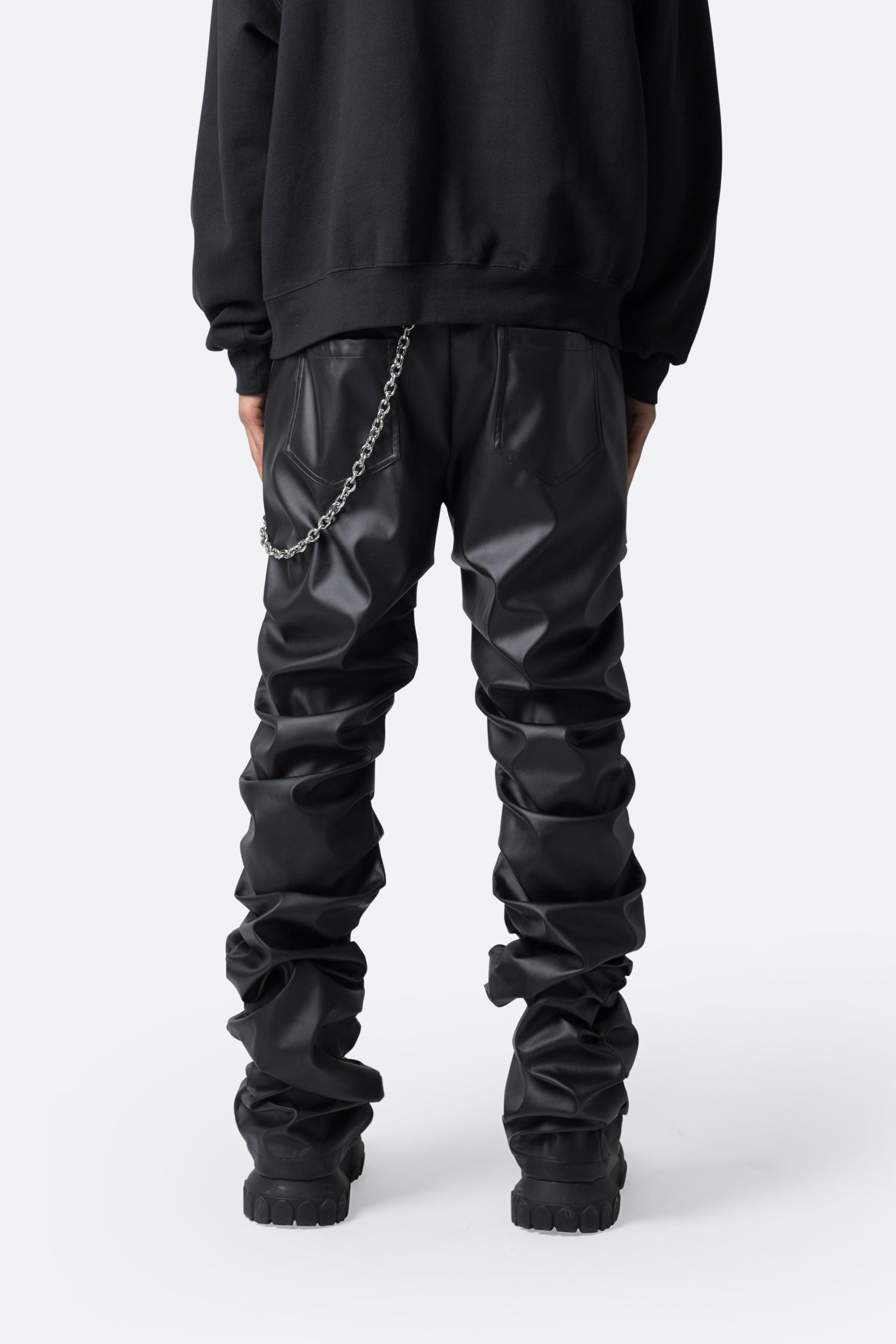 Stacked Leather Pants - Black Product Image