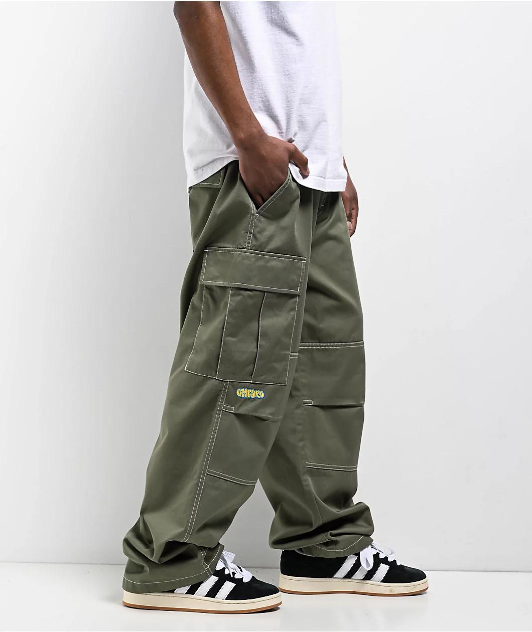 Empyre Contrast Olive Ultra Loose Cargo Skate Pants Product Image