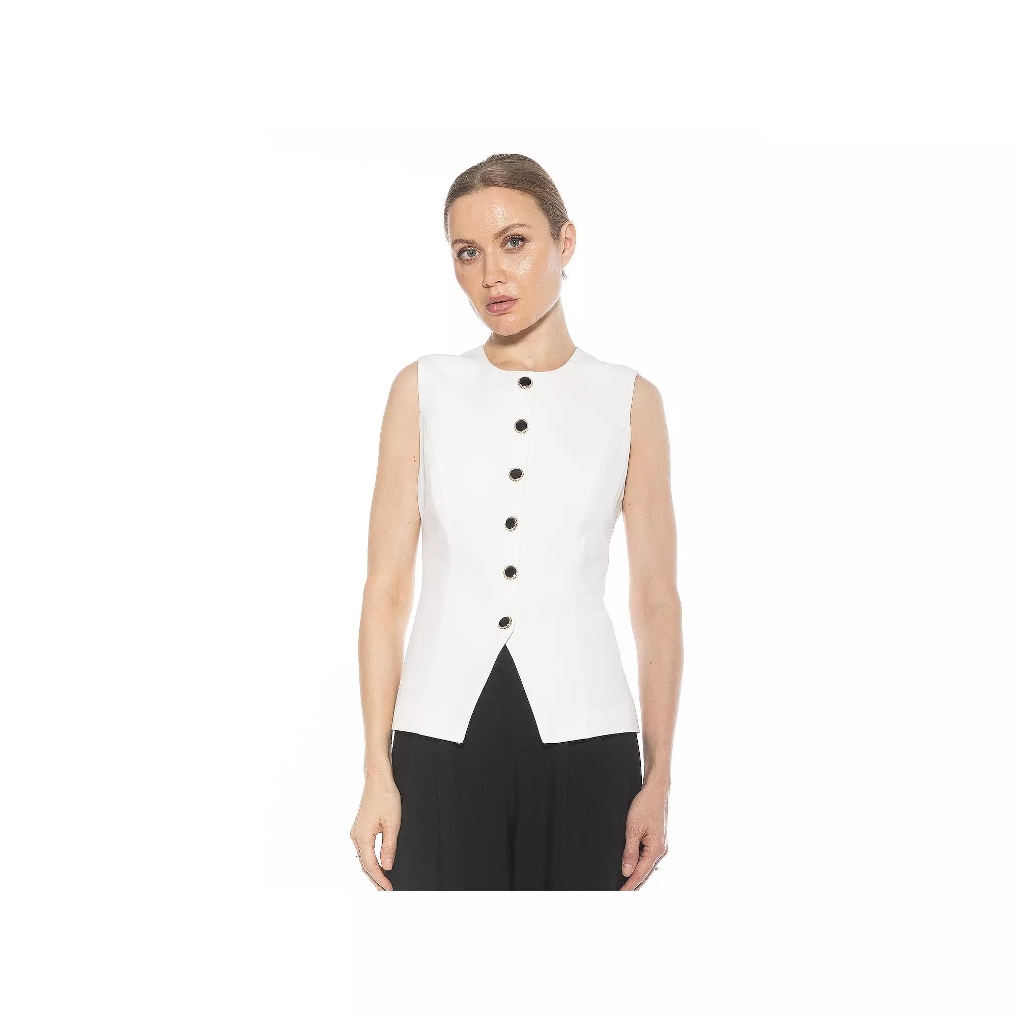 Women's ALEXIA ADMOR Kinsley Crewneck Sleeveless Vest Top, Size: 14, Ivory Product Image