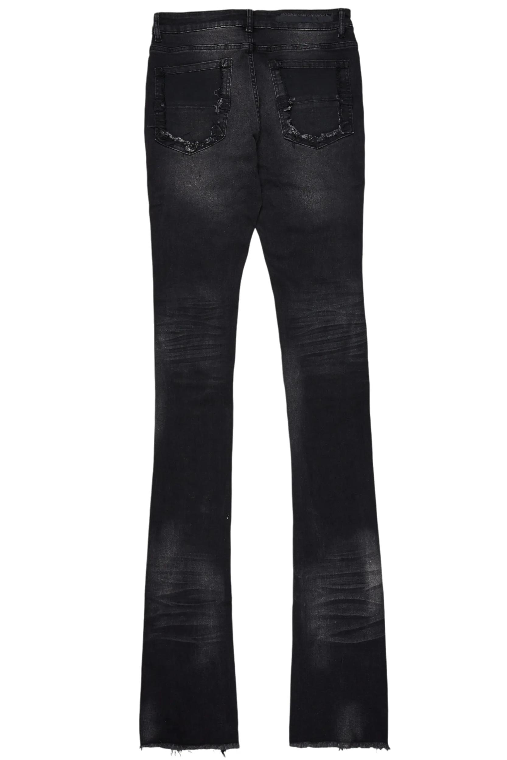 Pooja Jet Black Super Stacked Flare Jean Male Product Image
