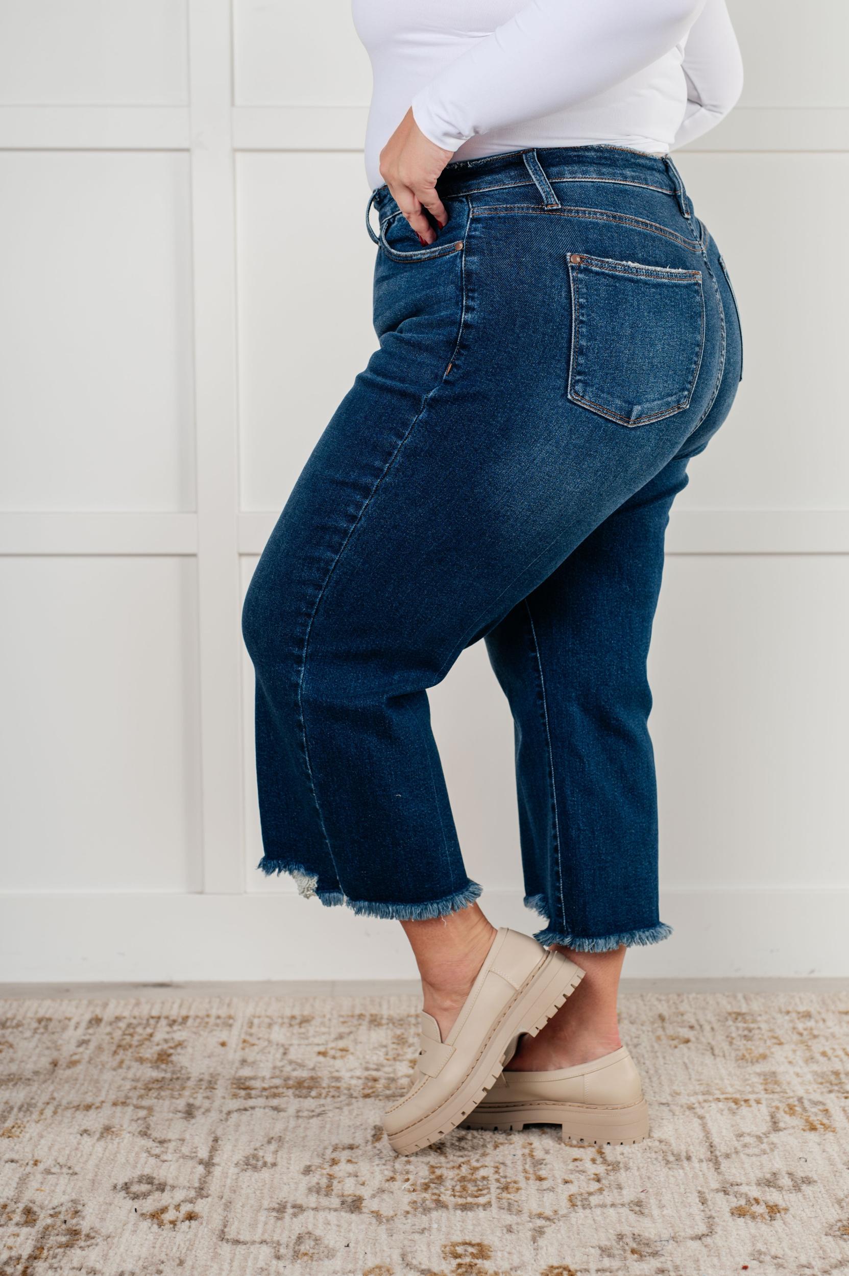 Janice High Rise Button Fly Wide Leg Crop Jeans (Online Exclusive) Product Image