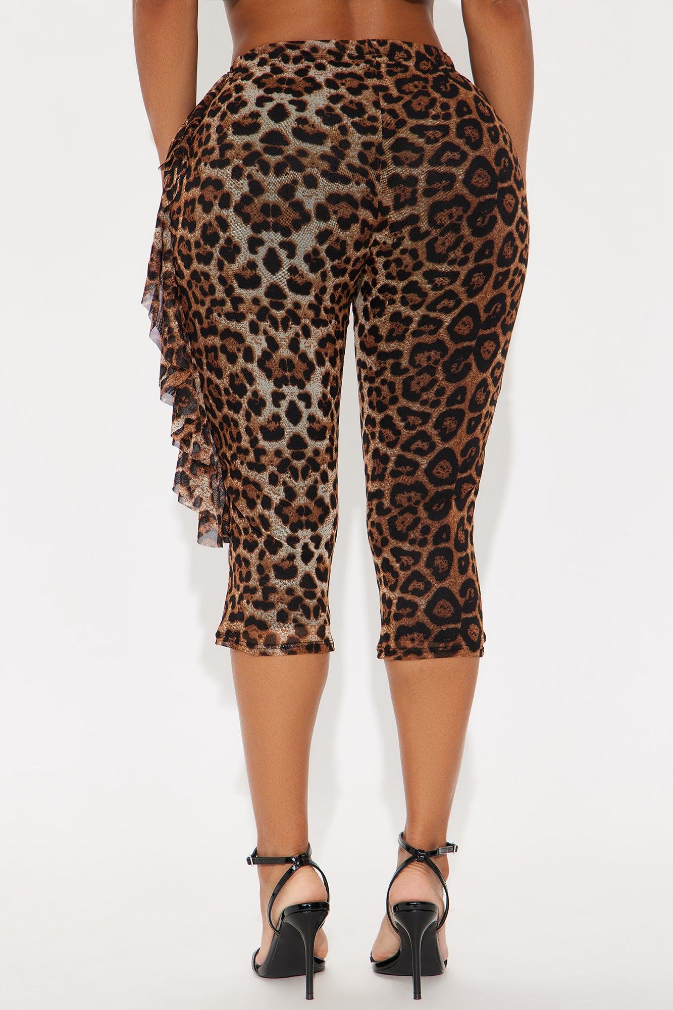 Fierce Passion Mesh Animal Print Capri Legging - Brown/combo Product Image