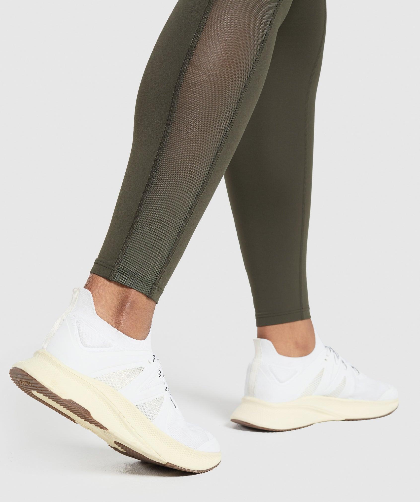 Gymshark Mesh Placement Legging - Weighted Green Female Product Image