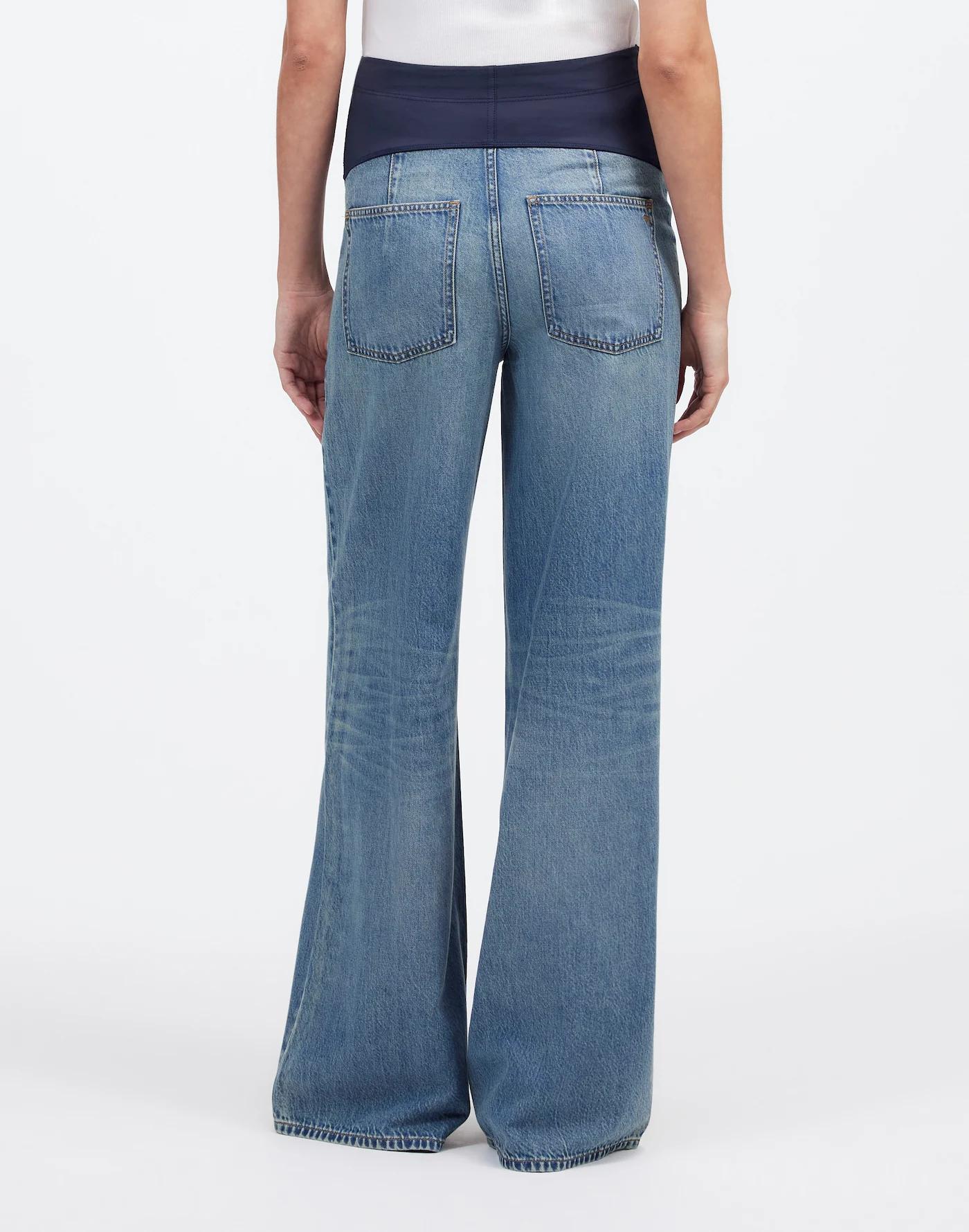 Maternity Over-the-Belly Superwide-Leg Jeans in Billings Wash: Airy Denim Edition Product Image