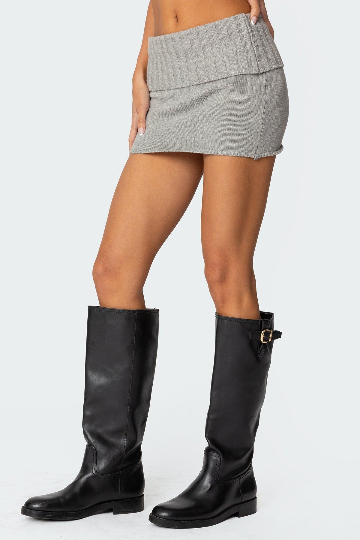 Gino Fold Over Knit Mini Skirt Product Image