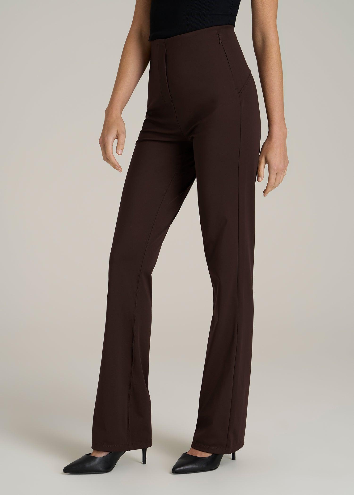 High Rise Pull On Mini Flare Pant for Tall Women in Espresso Female Product Image