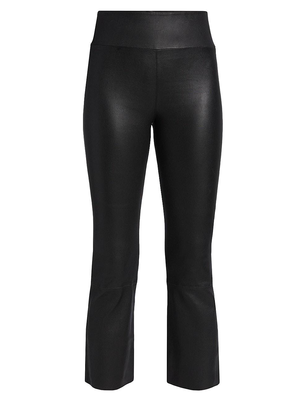 Womens Leather Crop Flare Leggings Product Image