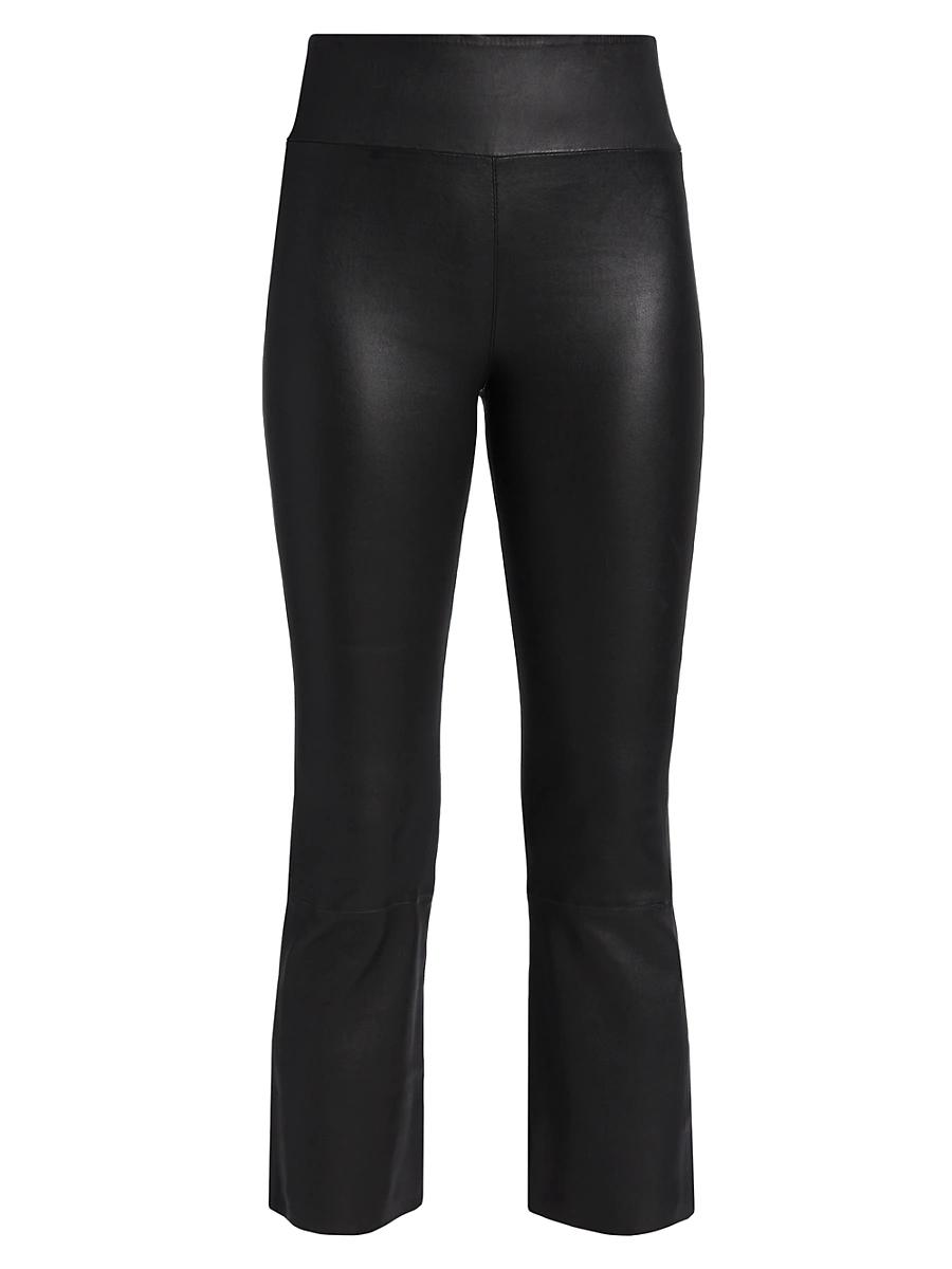 Womens Leather Crop Flare Leggings Product Image