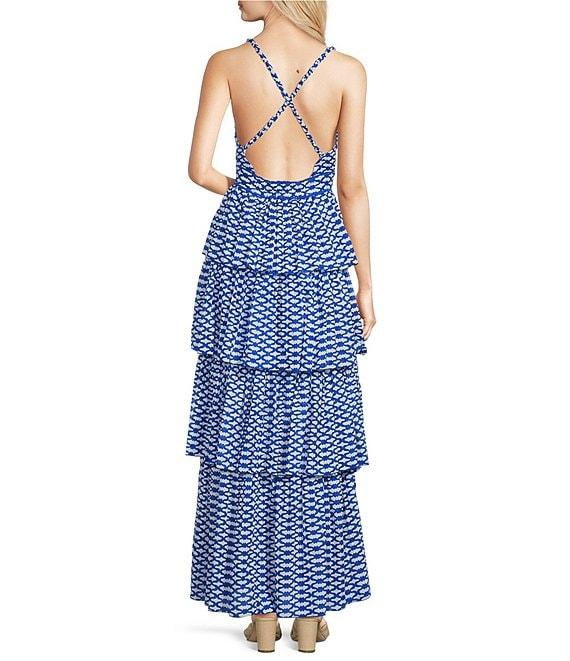 Ro's Garden Nevada Tiered V-Neck Sleeveless Maxi Dress Product Image