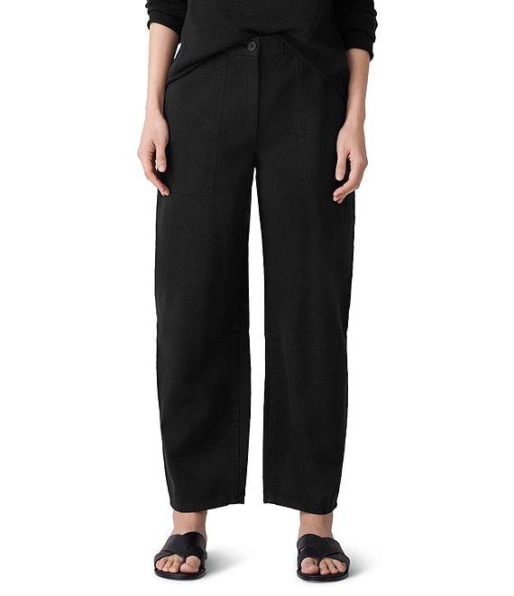 Eileen Fisher Petite Size Organic Cotton Mid Rise Ankle Barrel Pants Product Image