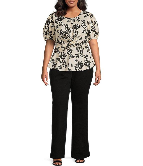 Skies Are Blue Plus Size Criss Cross Short Sleeve Woven Poplin Blouse Product Image