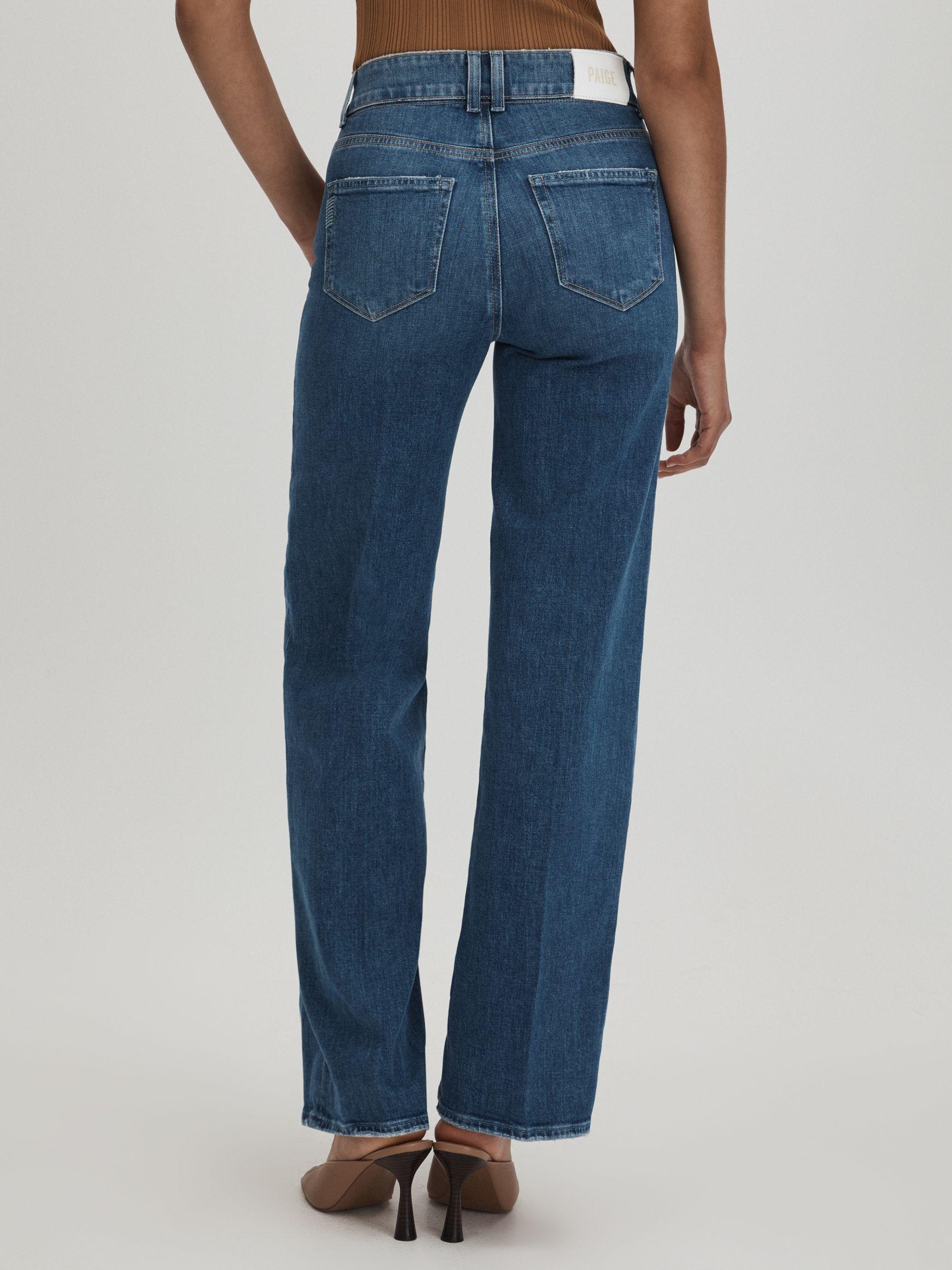 Paige Wide Leg Distressed Jeans in Stefania Blue Product Image