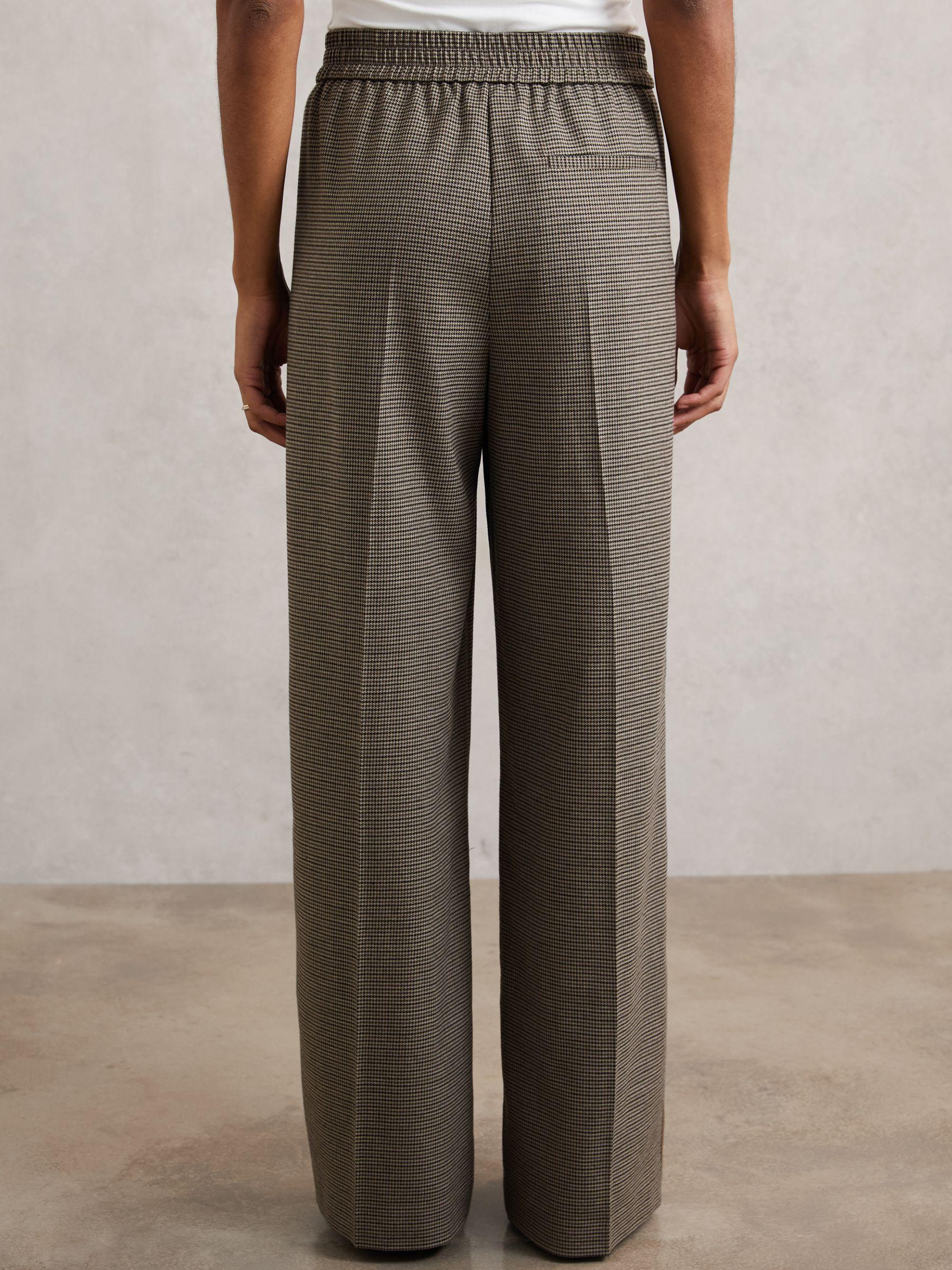 Side-Stripe Wide-Leg Check Trousers in Neutral Check Product Image