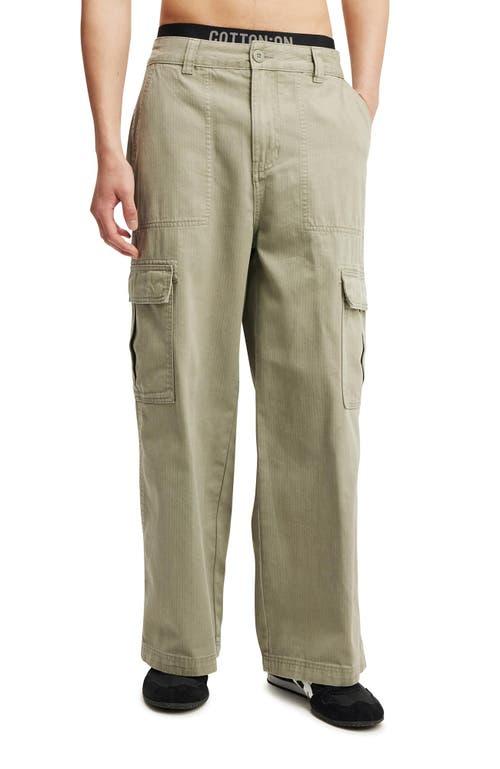 Cotton On Men's Axel Super Baggy Cargo Pant in Washed Military Herringbone at Nordstrom, Size 32 Product Image