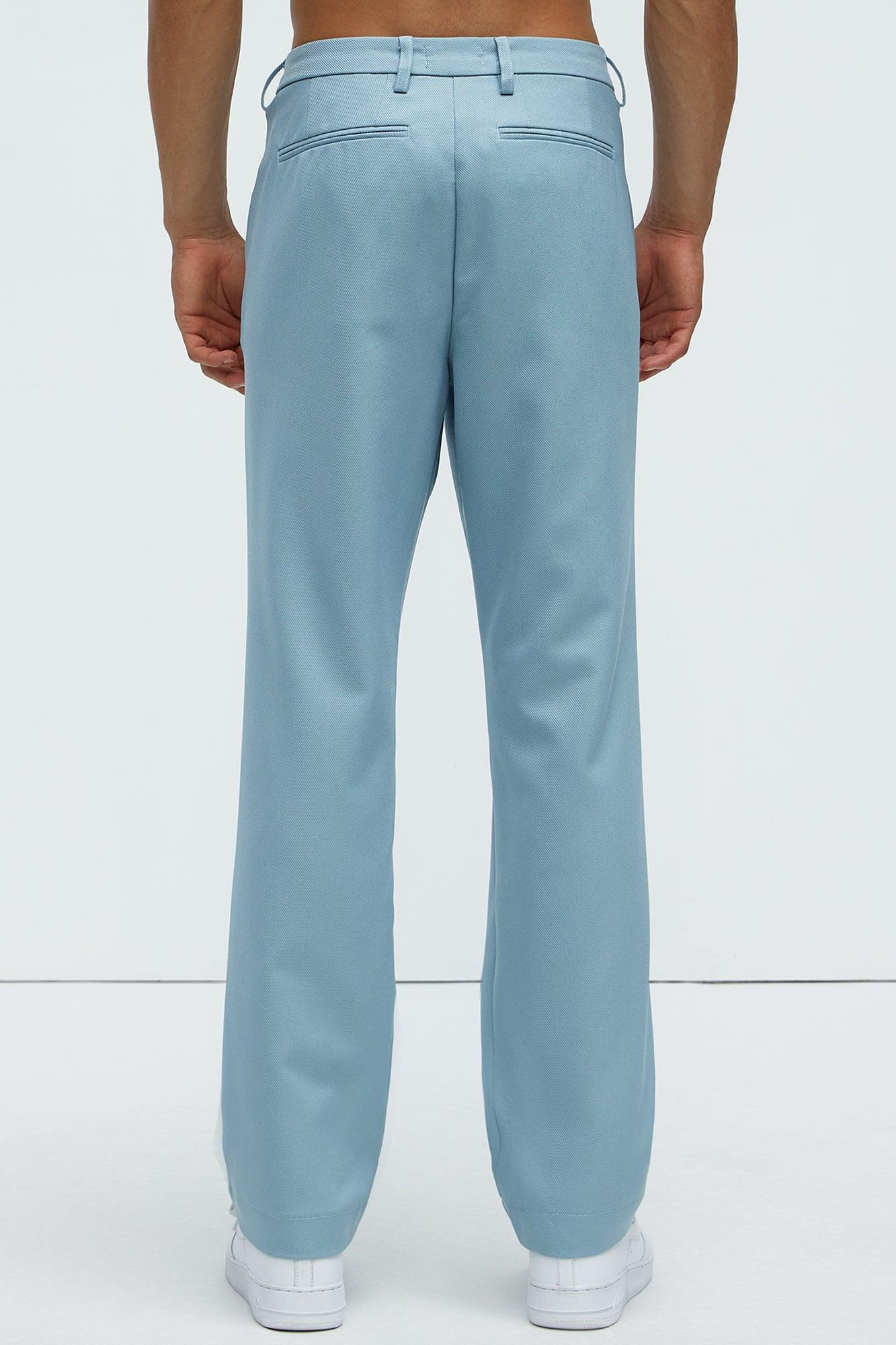 Work Flow Pleated Straight Trousers - Light Blue Product Image