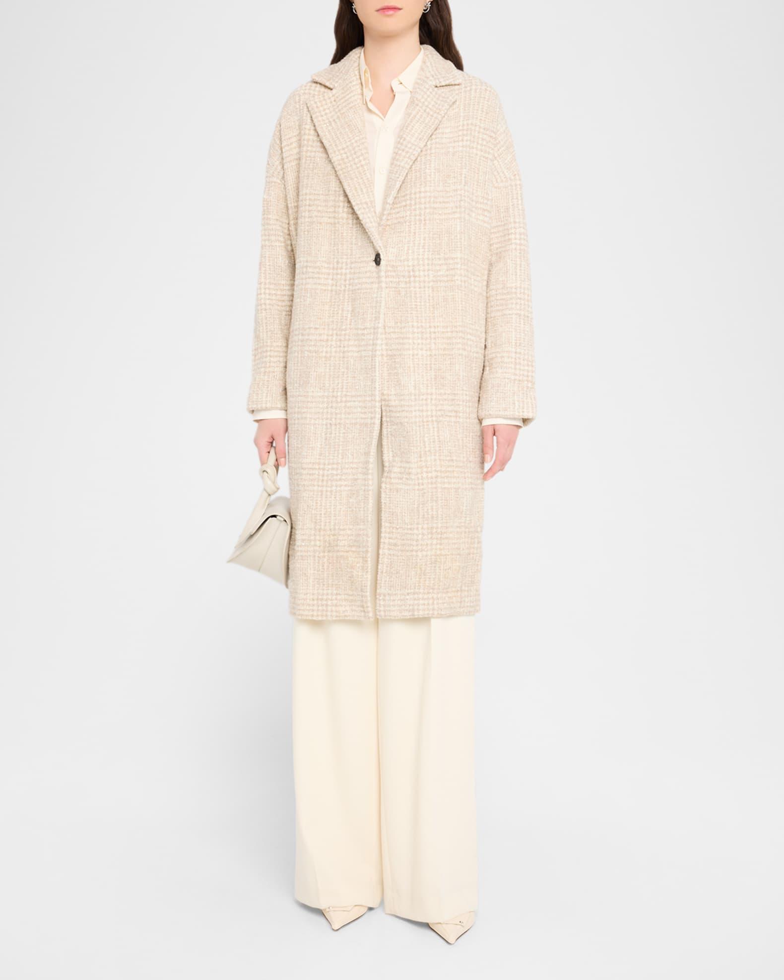 Paillette Check Tweed Single-Breasted Coat Product Image