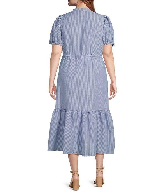 Sugarlips Plus Short Sleeve Ticking Stripe Midi Dress Product Image