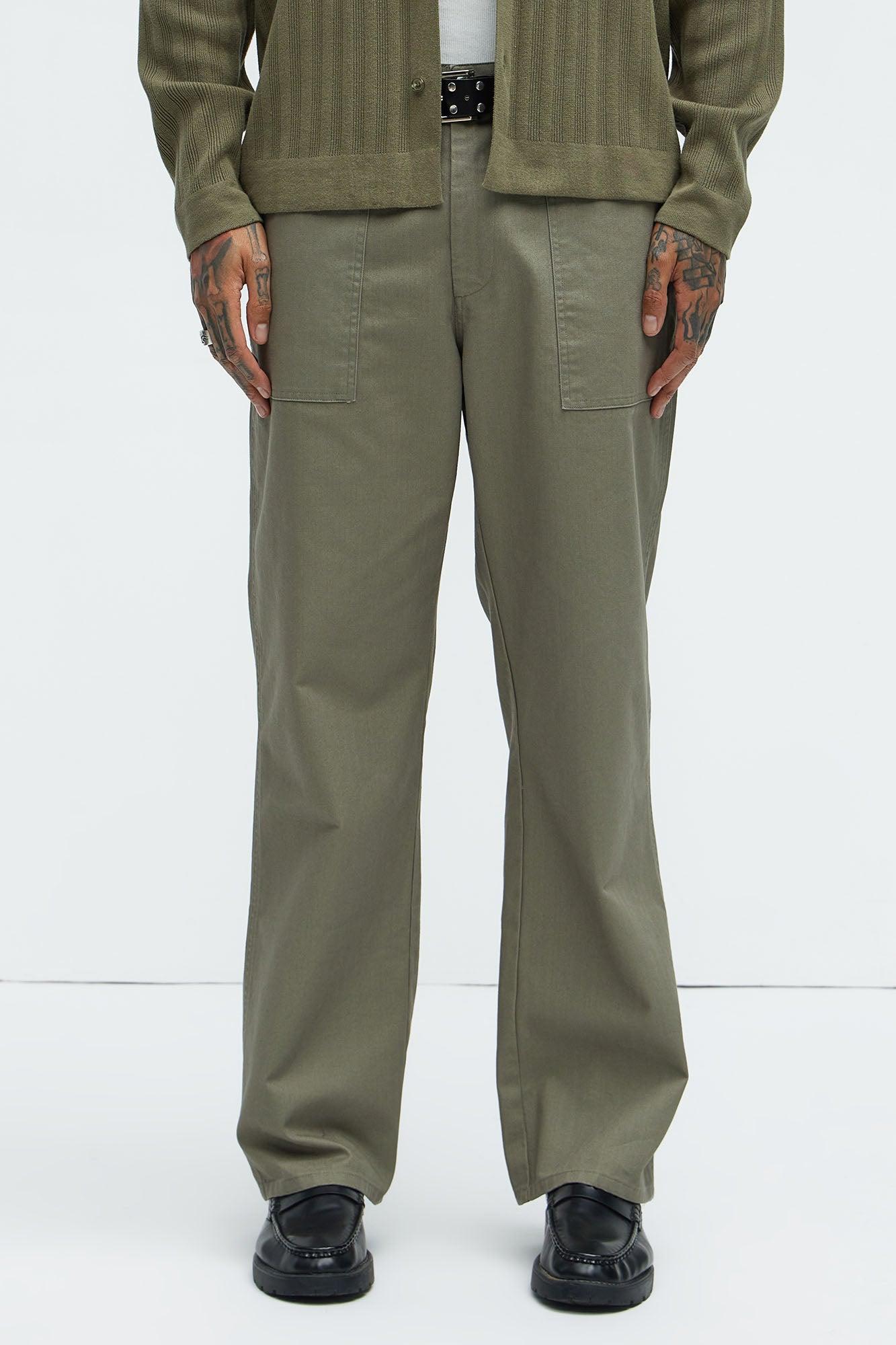 Berry Fatigue Straight Pants - Olive Product Image