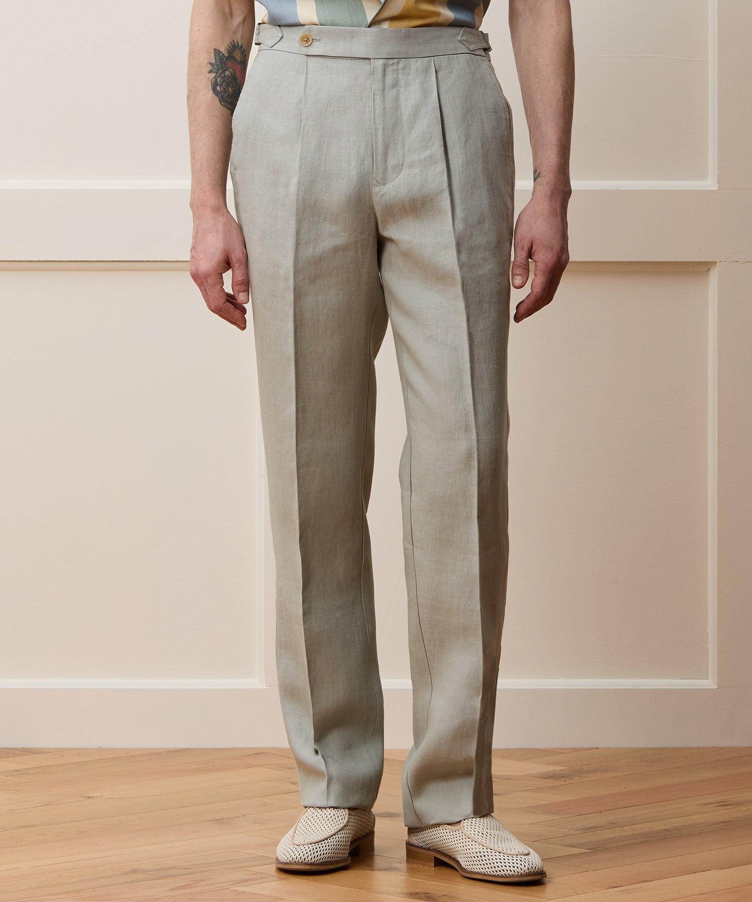 Straight Fit Irish Linen Side Tab Trouser Product Image